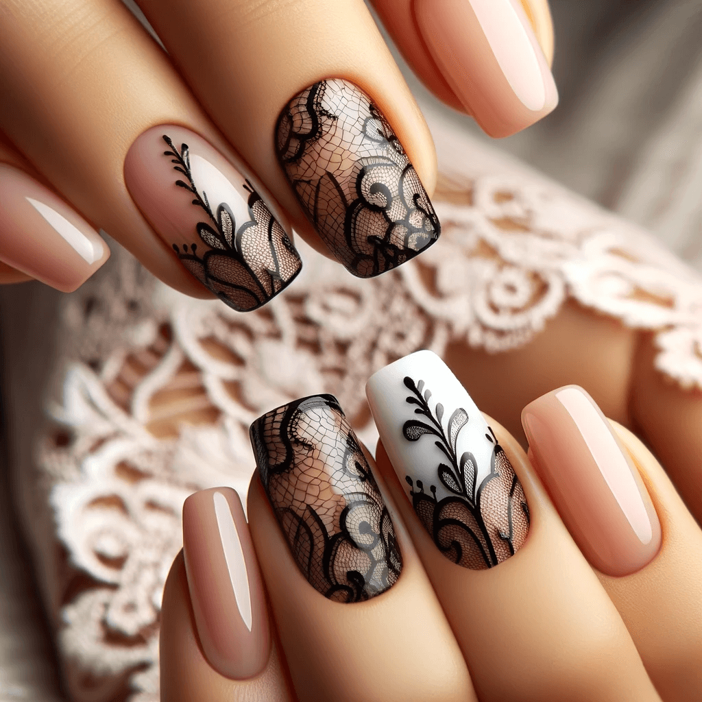 Lace Patterned French Tip