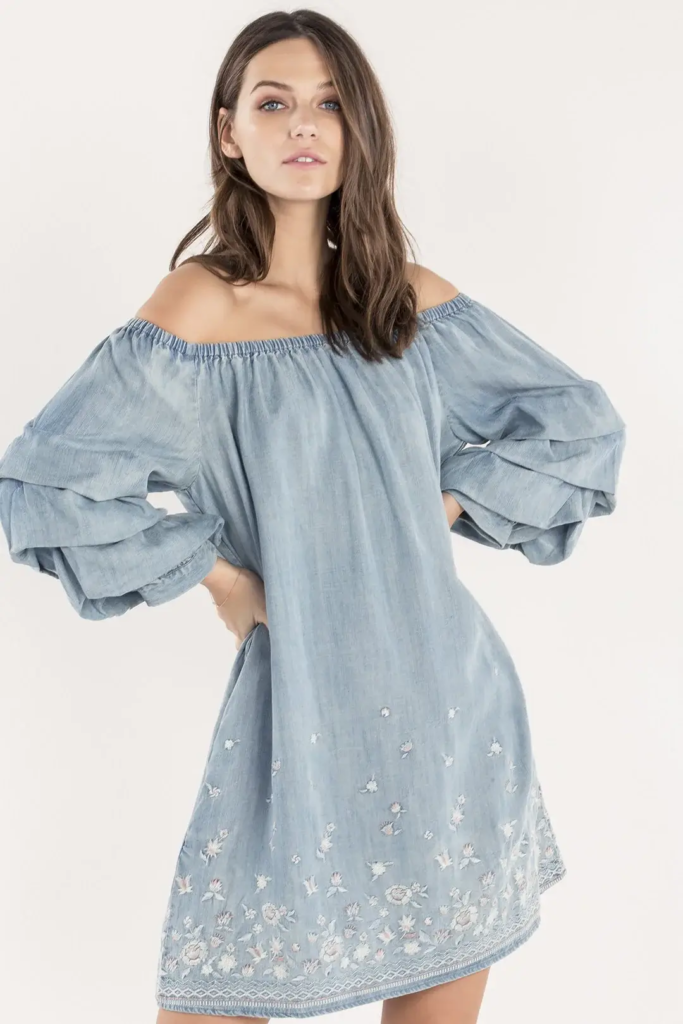 An off-the-shoulder dress to wow friends