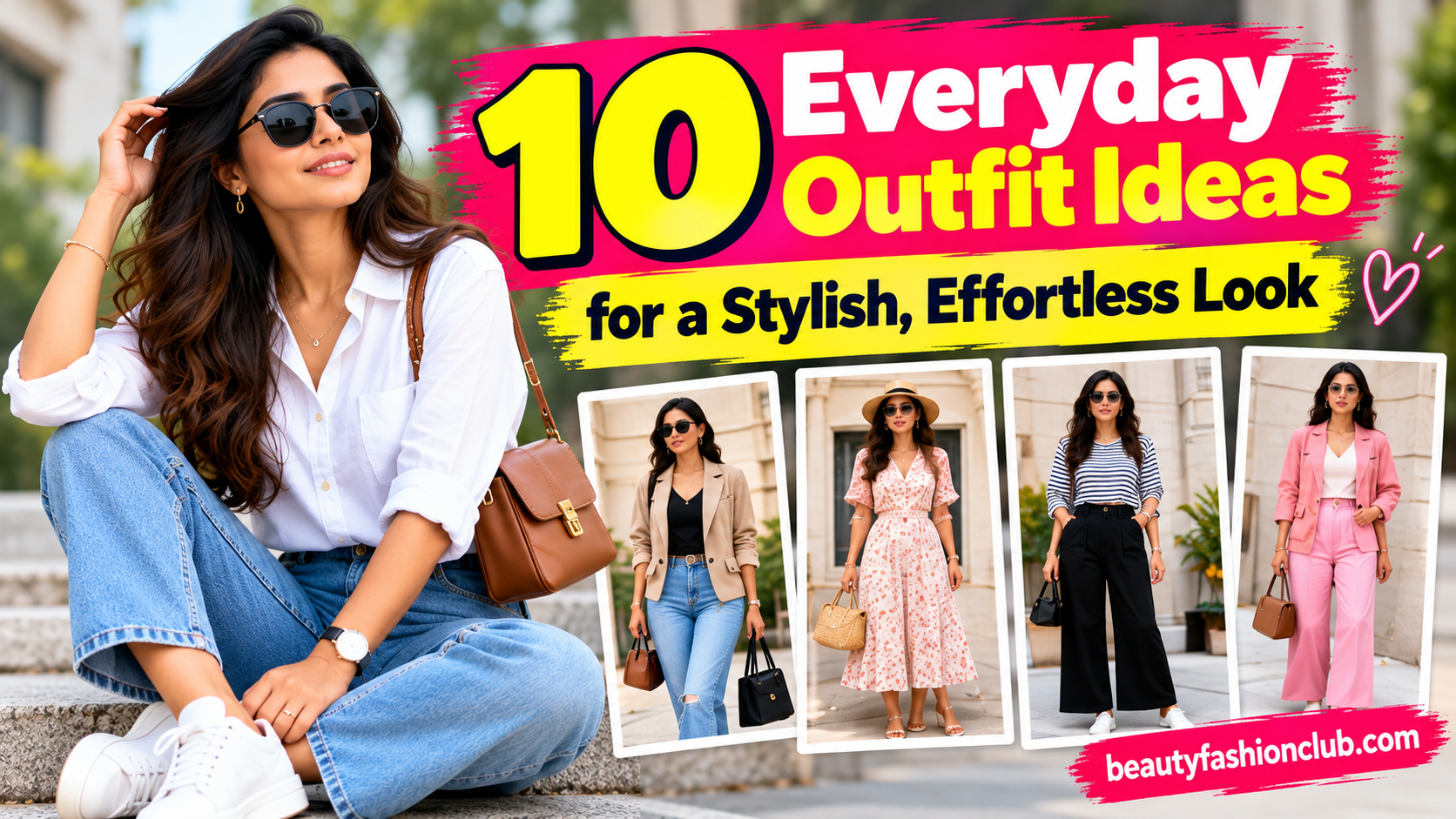 Everyday casual outfit ideas featuring jeans, a neutral top, and versatile wardrobe essentials